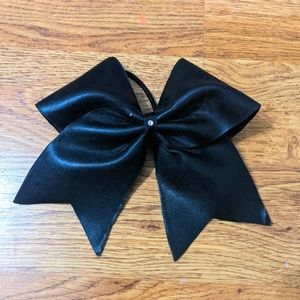 Black Pleather Cheer Bow